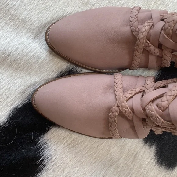 Anthropologie Seychelles So Blue woven leather strappy ankle booties - Picture 6 of 8